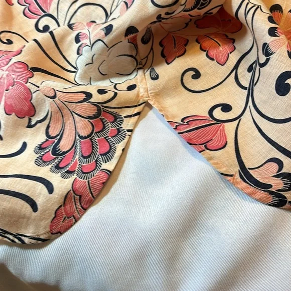 Chico’s Pink Linen Floral Print 3/4 Sleeve No Iron Shirt Top Size 00 (0/2) - Picture 6 of 14